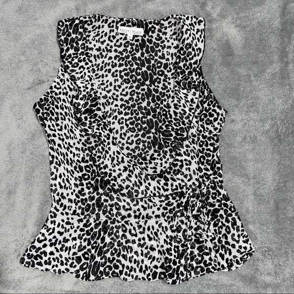 White House Black Market Tops - WHBM Sleeveless Animal Print Ruffle Wrap Top Small